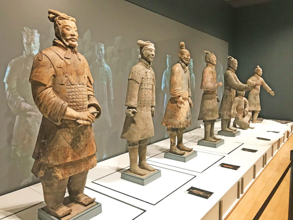 Interior of Liverpool Museum Row of Terracotta warriors